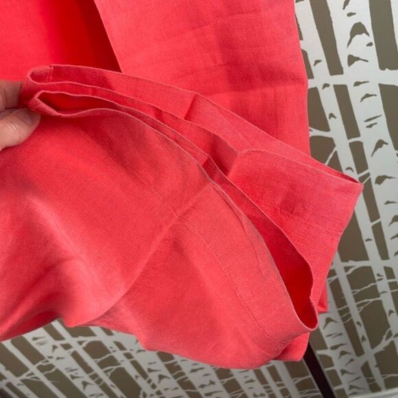 Liz Claiborne LizSport 100% LINEN High Rise Wide Leg Pants Coral Pink 12 - Picture 5 of 11